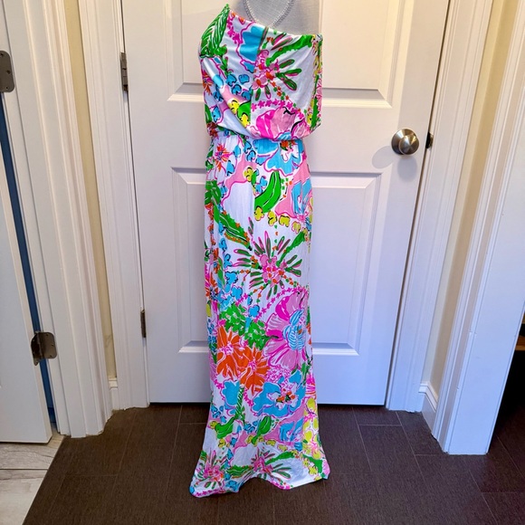 NEW LILLY PULITZER FOR TARGET STRAPLESS MAXI NOSEY POSEY PRINT DRESS - Picture 6 of 11